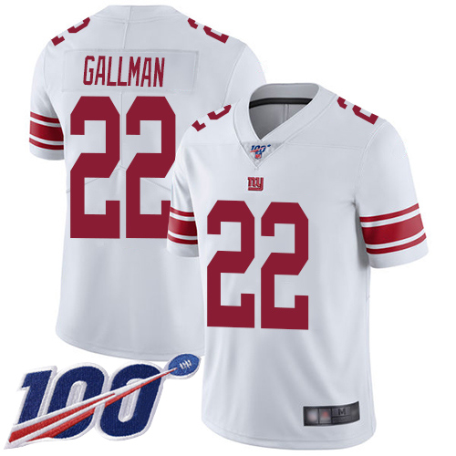 Men New York Giants 22 Wayne Gallman White Vapor Untouchable Limited Player 100th Season Football NFL Jersey
